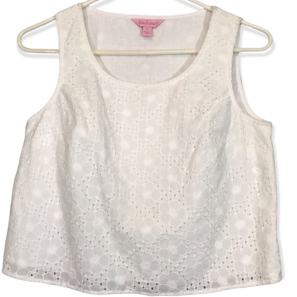 Lilly Pulitzer Daisy Eyelet Crop Top Resort White - Picture 4 of 10
